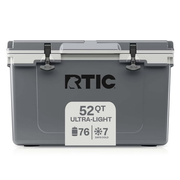 RTIC 52 QT Hard-Sided Ice Chest Cooler, Ultra-Light, Fits 76 Cans, Grey