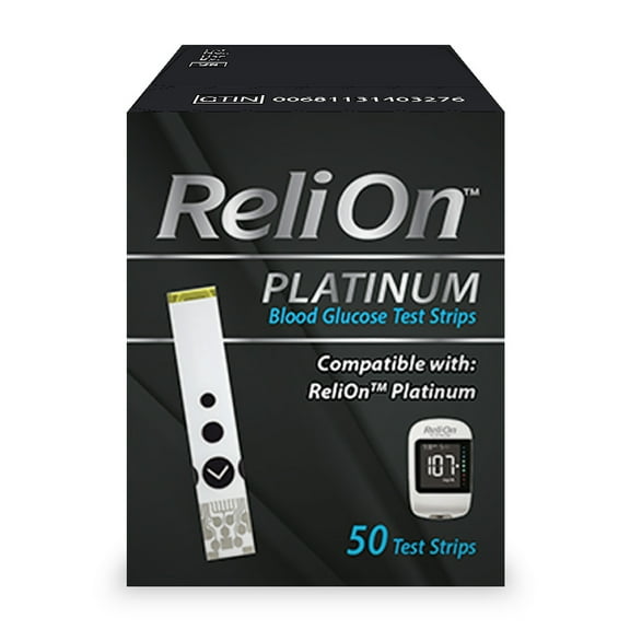 ReliOn Platinum Blood Glucose Test Strips, 50 Count