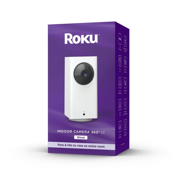 Roku Smart Home Indoor Camera 360 SE Wi-Fi-Connected - Wired 1080p Security Surveillance Camera with Motion Detection and Tracking