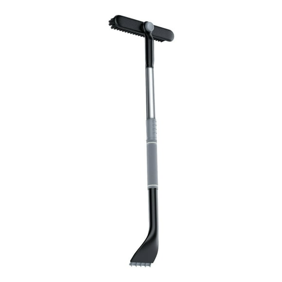 Snow Rake with Telescoping Pole, and Ice Scraper Combo, with Rotating Head, for Easy Windshield and Roof Cleaning, for Efficient Winter Vehicle Care and Safety