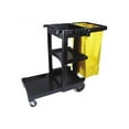 thumbnail image 1 of Rubbermaid Commercial Multi-Shelf Cleaning Cart, Three-Shelf, 20w x 45d x 38.25h, Black -RCP617388BK, 1 of 10