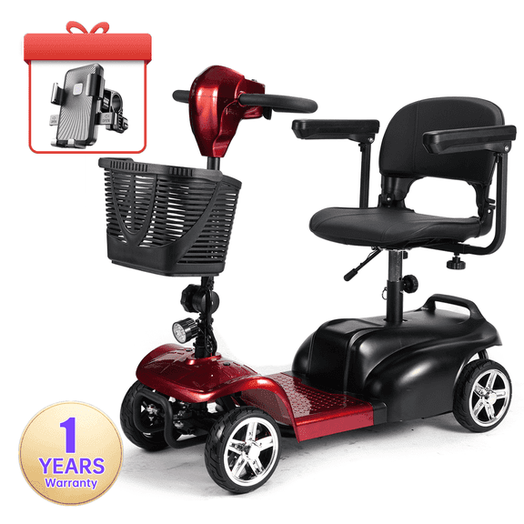 TOXOZERS Mobility Scooter,Folding 4 Wheels Mobility Scooters for Seniors,Replacement Electric Wheelchair,42X37X19in,110lbs,Red