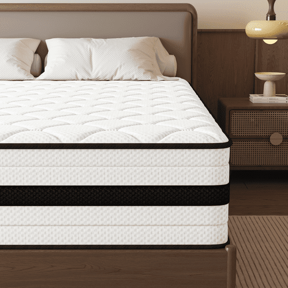 SEEUO Queen Mattress,10 inch Hybrid Mattress in a Box with Memory Foam & Individual Pocket Spring for Edge Support,Pressure Relief,Medium Firm,CertiPUR-US