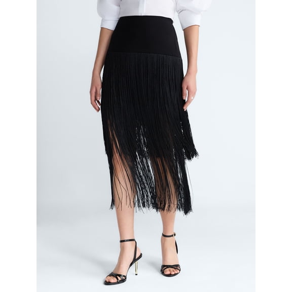 Devil Wears Prada Scoop Collection Women's and Women's Plus Fringe Skirt, Sizes 0-26W
