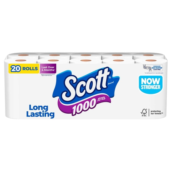 Scott 1000 Toilet Paper, 20 Rolls, 1000 Sheets Per Roll