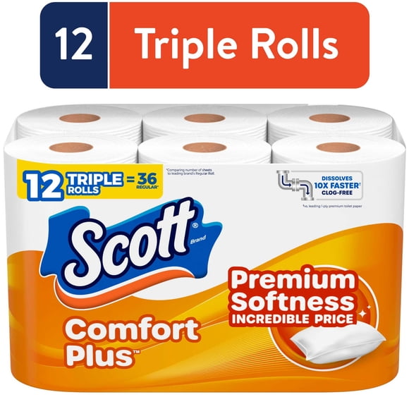 Scott ComfortPlus Toilet Paper, 12 Double Rolls