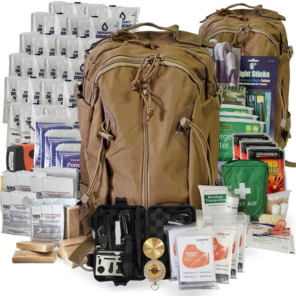 6 Person Emergency Kit / Survival Backpack for 72 Hours for Natural Disasters, Hurricanes, Emergency or Bug Out Situations – Tan