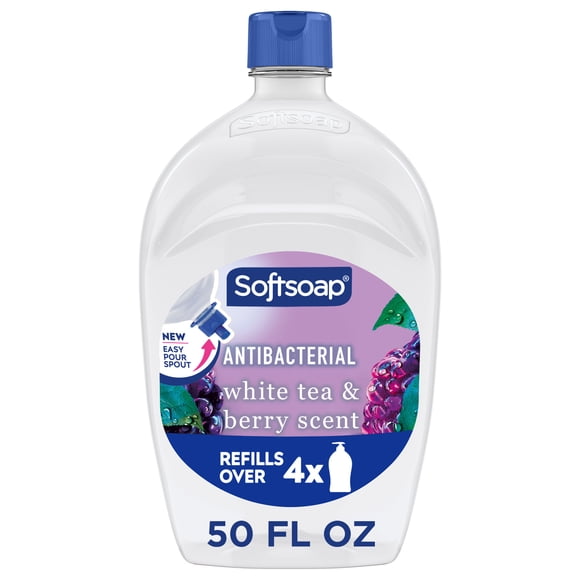 Softsoap Antibacterial Liquid Hand Soap, New Easy Pour Spout, White Tea and Berry Scent, 50 fl oz