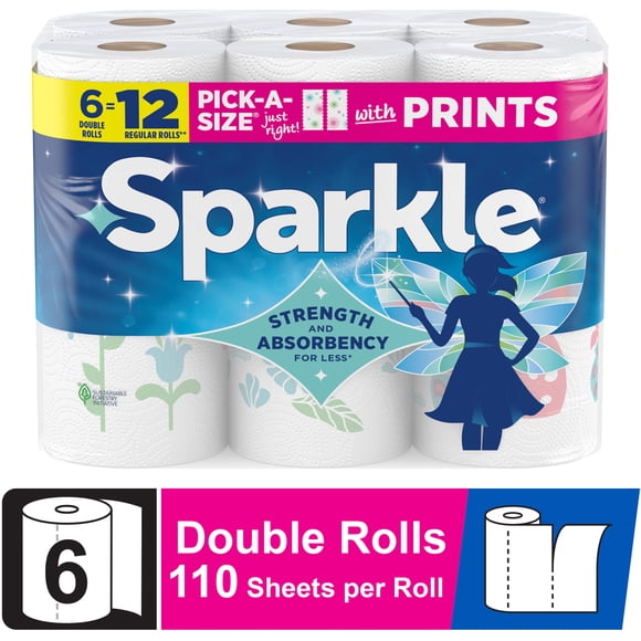 Sparkle Pick-a-Size Paper Towels, Multi-Color, 6 Double Rolls