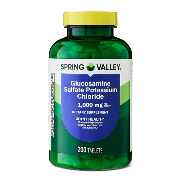 Spring Valley Glucosamine Sulfate Potassium Chloride Dietary Supplement Tablets for Joint Health, 1,000 mg, 200 Count