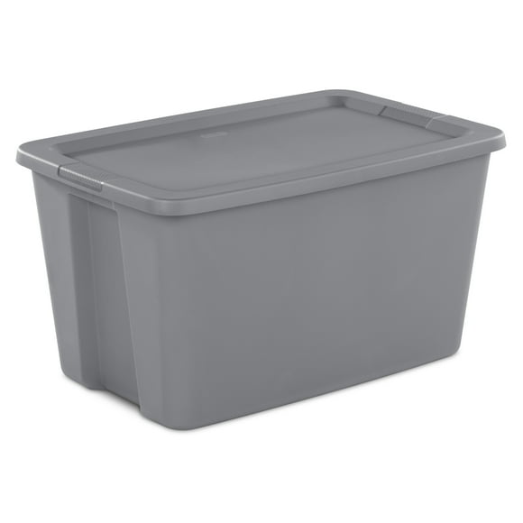 Sterilite 30 Gallon Extra-Large Storage Bin, Durable Plastic Storage Container with Snap-On Lid, Gray