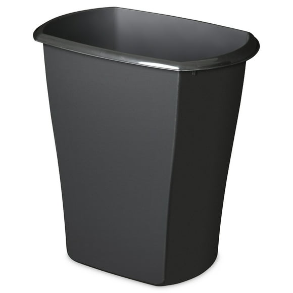 Sterilite Small Bathroom Trash Can, 5.5 Gallon Plastic Garbage Bucket Bin with No Lid, Black