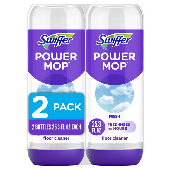 Swiffer Power Mop Refill Solution, Tile, Vinyl, Laminate, Wood, Floor Cleaner, Fresh, 50.6oz