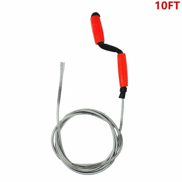 TSY TOOL 10ft Drain Snake, Durable, Black, Manual, Spring Wire Rod Auger for Sink, Toilet, and Tub Unclogging