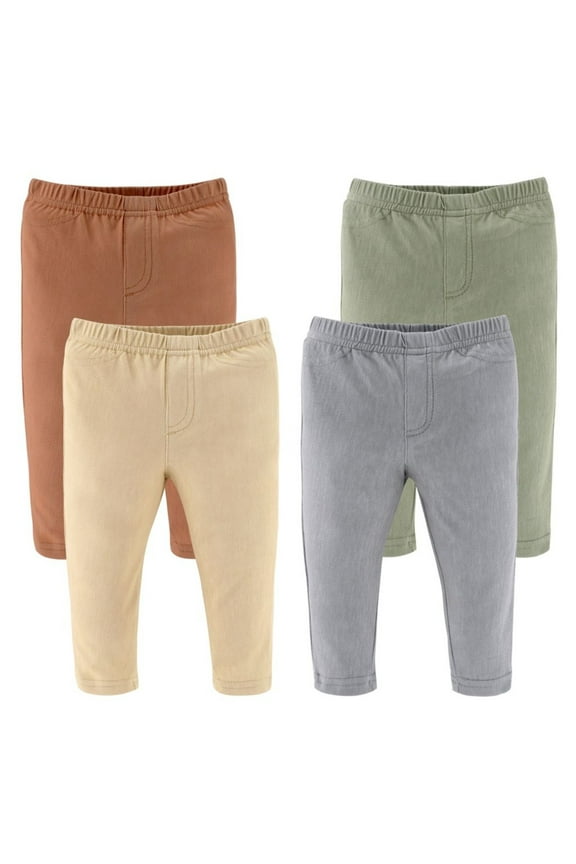 Jean Jeggings Neutral Design for Baby Boys and Baby Girls 3-6 Months, 4-Pack