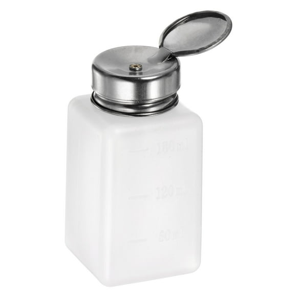 Uxcell Solvent Alcohol Dispensers 180ml(6oz) Push Down Liquid Dispenser Pump w Stainless Steel Lid, White