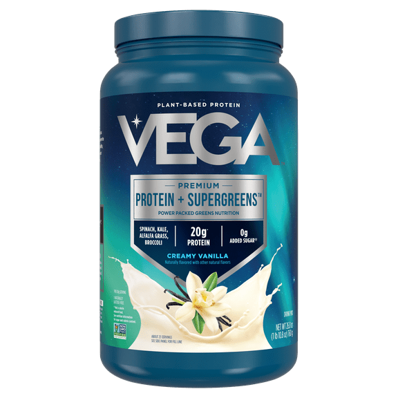 Vega Protein & Greens Plant-Based Protein Powder, Vanilla, 25 Servings (26.8oz)