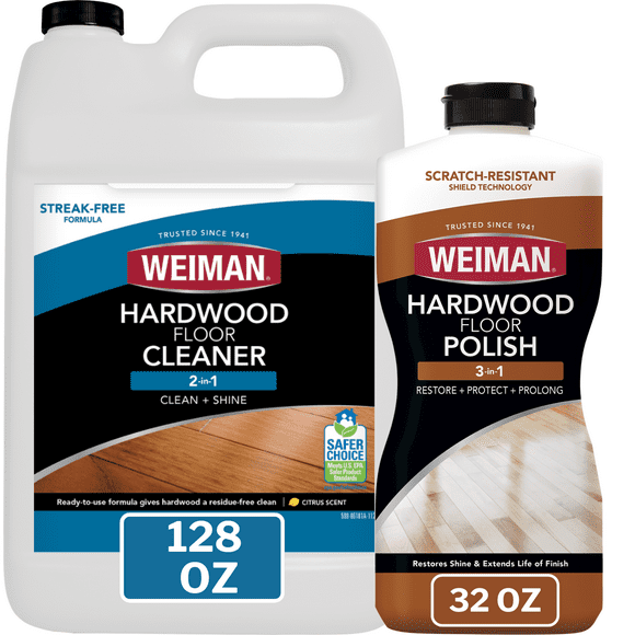 Weiman Hardwood Floor Cleaner and Polish - 128 Ounce Cleaner and 32 Ounce Polish