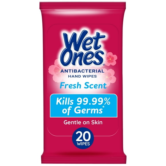 Wet Ones Antibacterial Hand Wipes, Fresh Scent, 20 Ct Travel Pack, Hypoallergenic