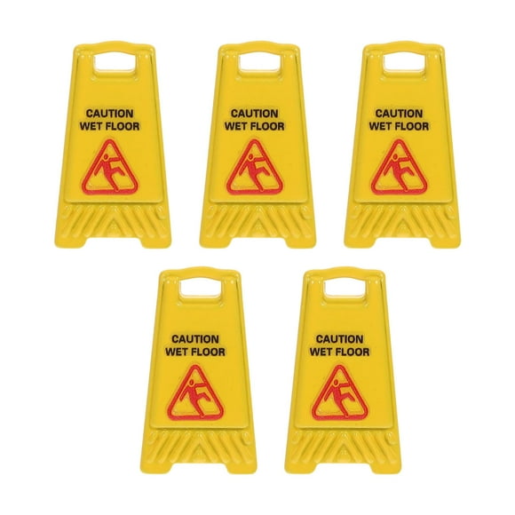 Yellow Warning Sign Plastic Street Caution Wet Floor No Parking Set Traffic Sign Safety Education Toy To Avoid Slippery Accidents In High Traffic Areas