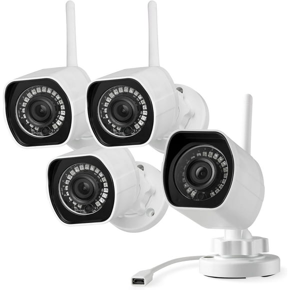Zmodo 1080p Full HD Outdoor Security Camera System, 4 Pack Smart Home Indoor Outdoor WiFi IP Cameras with Night Vision, Compatible with Alexa